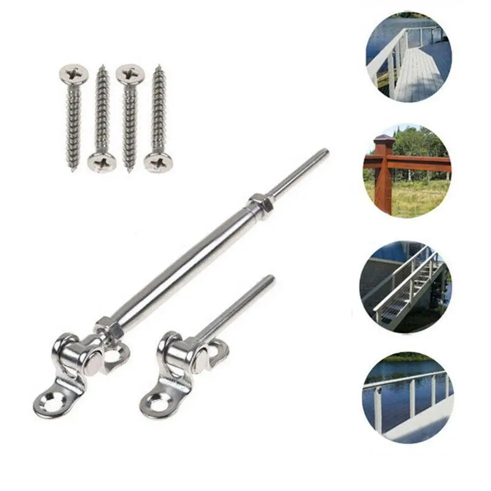 

Stainless DIY Balustrade Hardware Canopy Kit Turnbuckles Shackles Pad Eye Hooks Bolts Shade Sails Outdoor