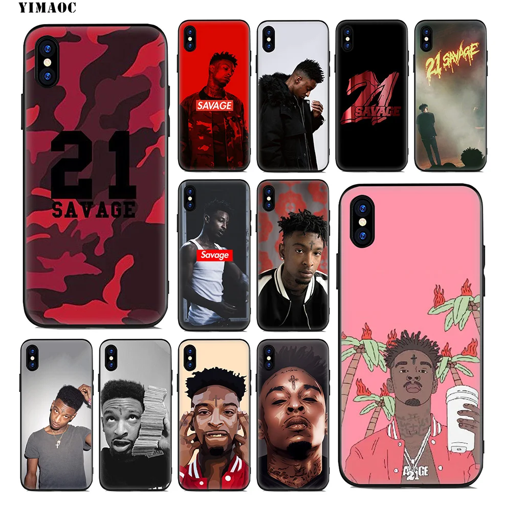 Мягкий силиконовый чехол YIMAOC 21 Savage для iPhone 11 Pro Xr Xs Max X или 10 8 7 6 6S Plus 5 5S SE |