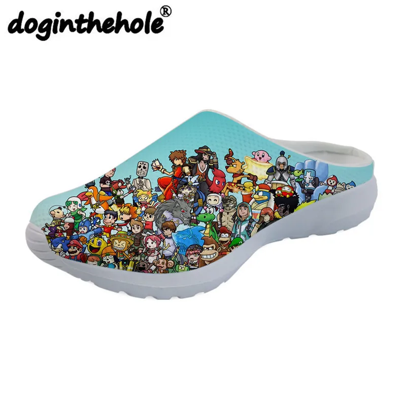

doginthehole Mens Sport Sandals Cartoon Game Characters Printing Beach Shoes for Boys Teenager Outdoor Sport Slippers Flat New
