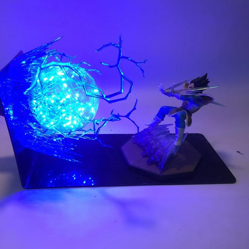 Аниме Dragon Ball Z Goku Vegeta Spirit Bomb фигурки светодиодный светильник шар игрушка Супер Saiya Kamehameha взрыв сцены подарок - Цвет: Blue Vegeta