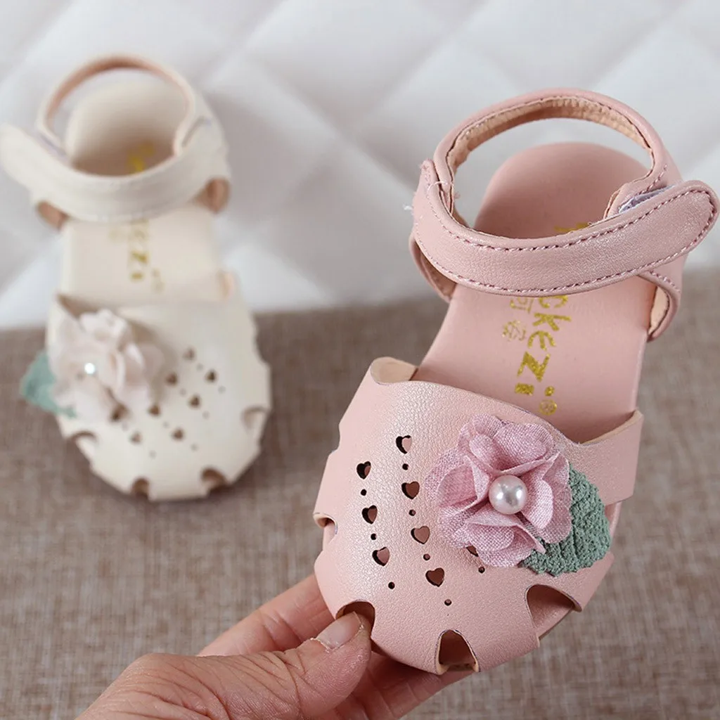 

Summer Infant Kids Baby Girls Pearl Flower Heart Hallow Sandals Princess Shoes baby girl sandals girls shoes sandalias bebes