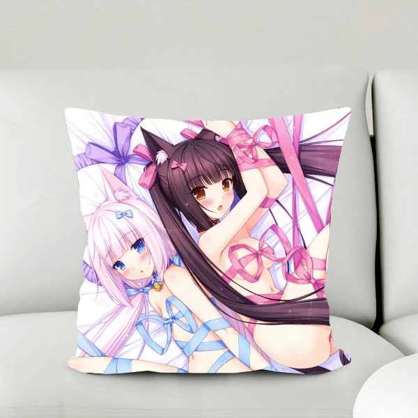 

Oct. New Home Textile Polyester Square Pillow Case Loli Japanese Anime Nekopara Chocolat & Vanilla One-sided Two-sided #41044