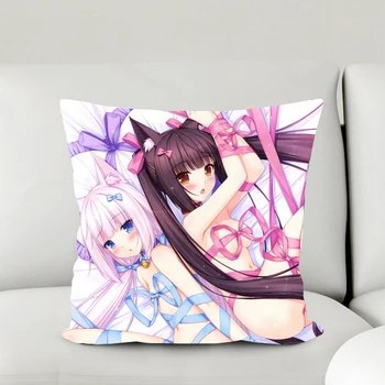 

Oct. New Home Textile Polyester Square Pillow Case Loli Japanese Anime Nekopara Chocolat & Vanilla One-sided Two-sided #41044
