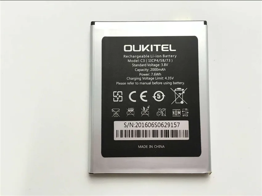 Oukitel C3 Battery High Quality Original 2000mAh Backup