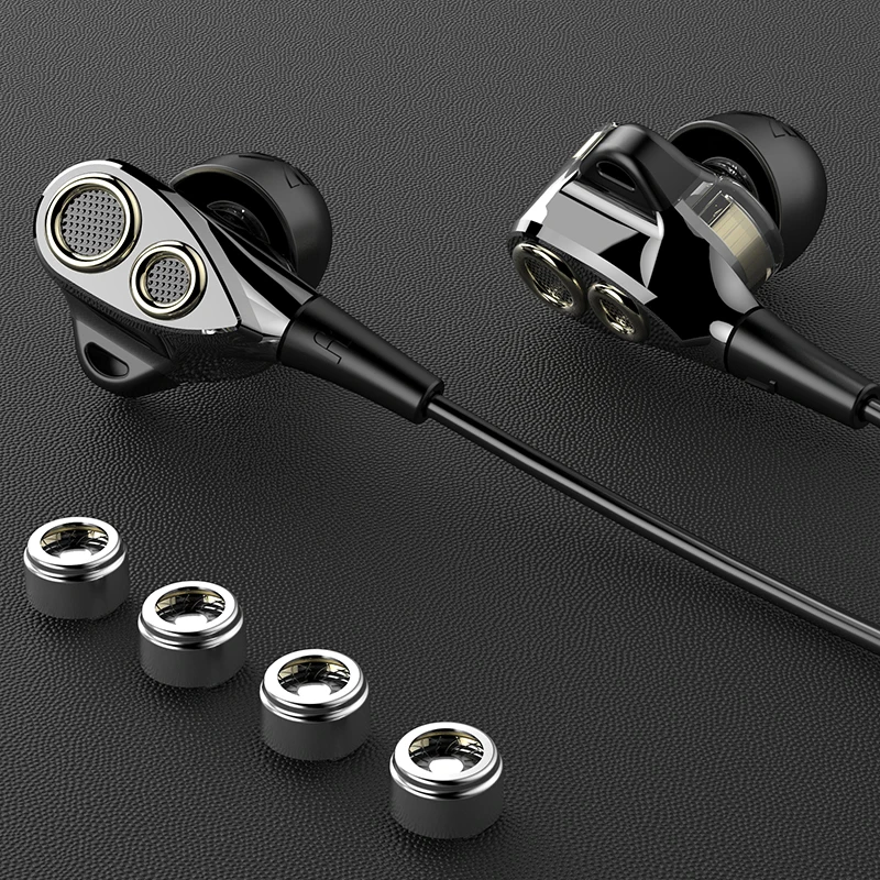 Наушники вкладыши UiiSii с супер басами 2DD + 1BA Quad core HiFi HI RES 1 2 M игровая гарнитура