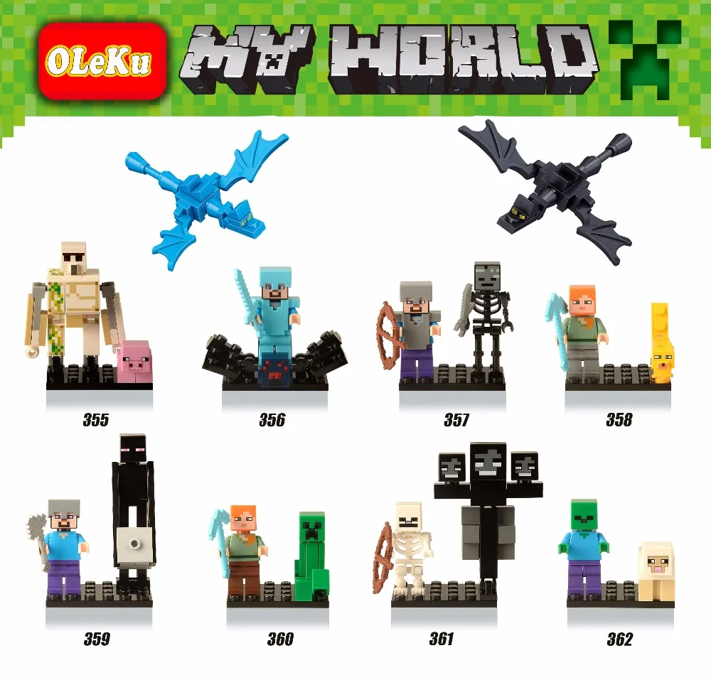 

For legoings DIY Minecrafted village figures Tree house Bricks Style mini Zombie Steve Model Building Blocks Bricks Toys for kid