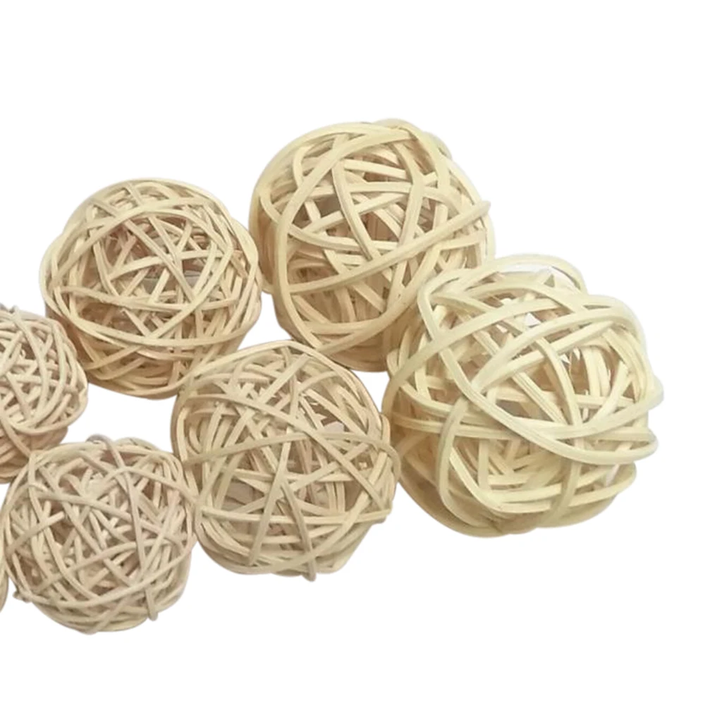 10 Rattan Wicker Ball Photo Props,Perfect Size for Vase Filler,Odor-free Home Garden Decor,Pet Rabbit Parrot Bird Toy Part 3-7cm