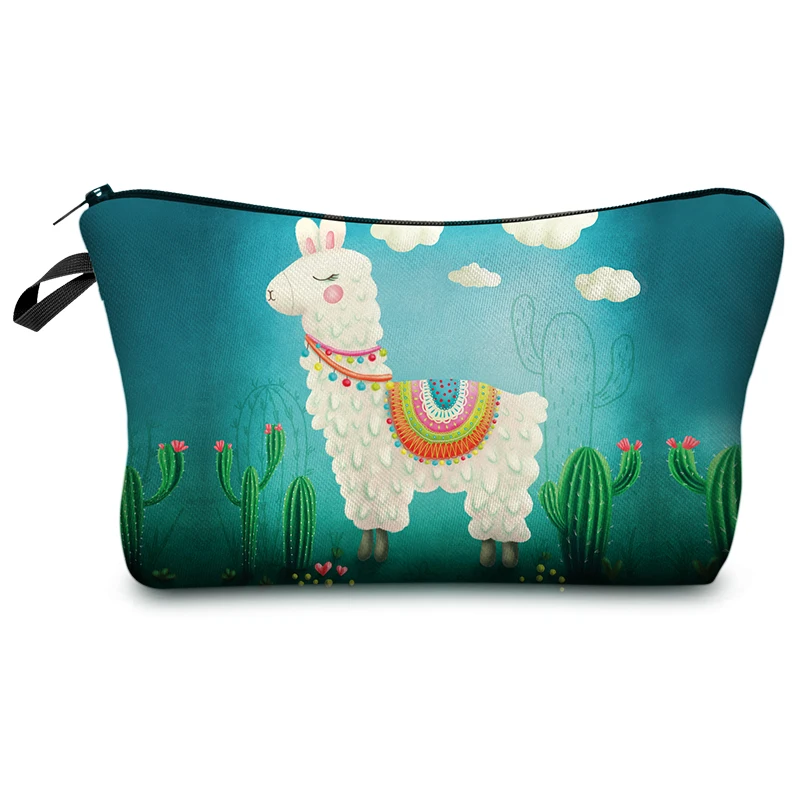 Yotina الألبكة الطباعة حقائب مكياج مع متعدد الألوان نمط اللاما مستحضرات التجميل الجيبات للسفر السيدات الحقيبة المرأة التجميل حقيبة