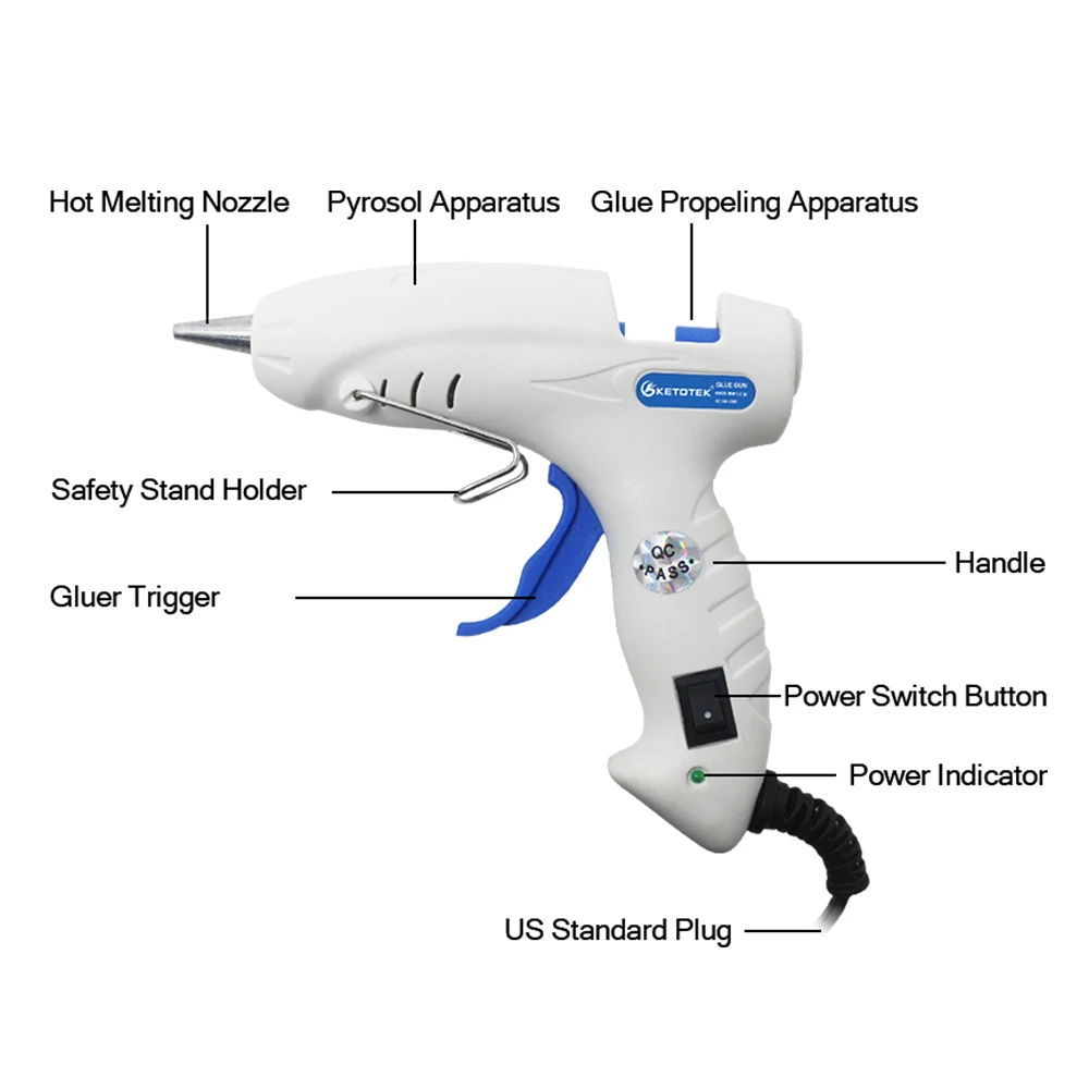 Ketotek GG01 термоплавкий клеевой пистолет 20 Вт 30 Вт вилка для ЕС и США инструмент для ремонта термоклея домашний промышленный DIY Art Craft 7x100 мм Клей-карандаш
