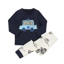 Детские пижамы Костюмы Обувь для мальчиков шаблон автомобилей хлопок Костюмы Pijamas для Обувь для девочек