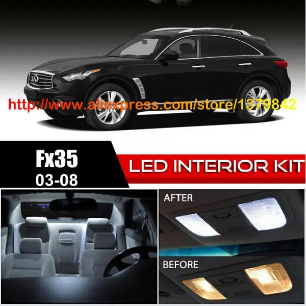 

Free Shipping 16Pcs/Lot car-styling Xenon White Package Kit LED Interior Lights For 03-08 Infiniti FX35 FX45