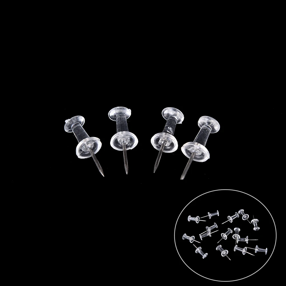 40Pcs/Lot Clear Plastic Transparent Decorative Push Pins Thumbtacks Steel Point Bulletin Board Office School Stationery Supplies