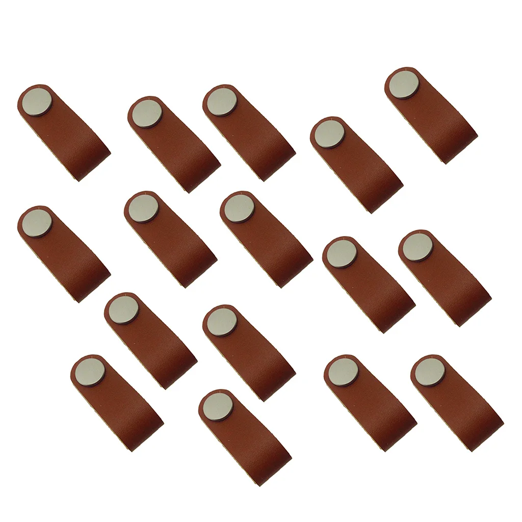 16x Handmade Leather Suitcase Handle Drawer Cabinet Leather Handle Pulls Knob
