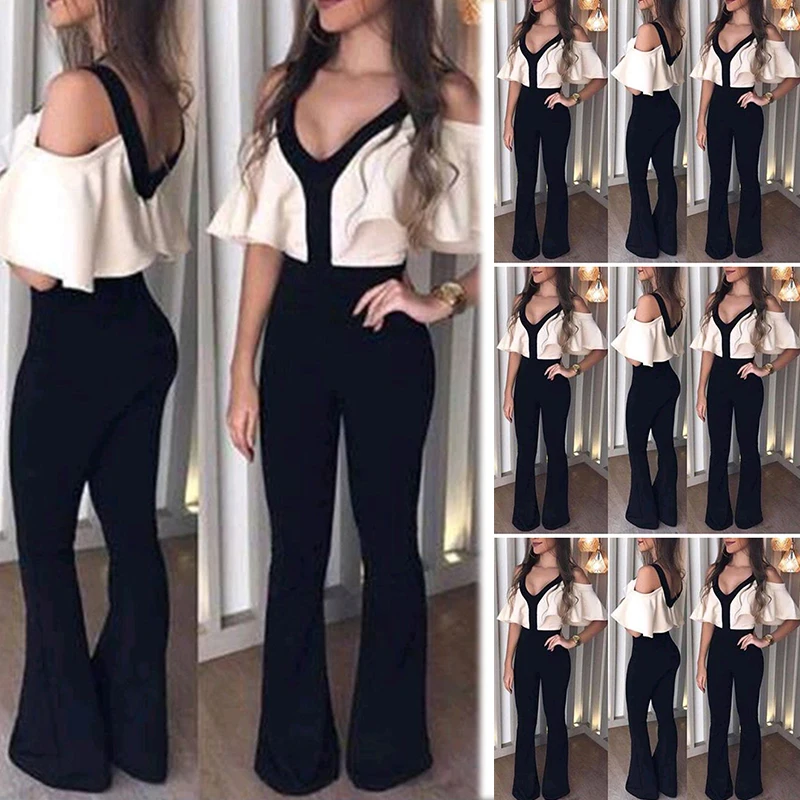 

Black Summer Off Shoulder Women Playsuit Short Sleeve Jumpsuit S~XL Party Comfortable Stylish 2019 Hot Sale Comfy