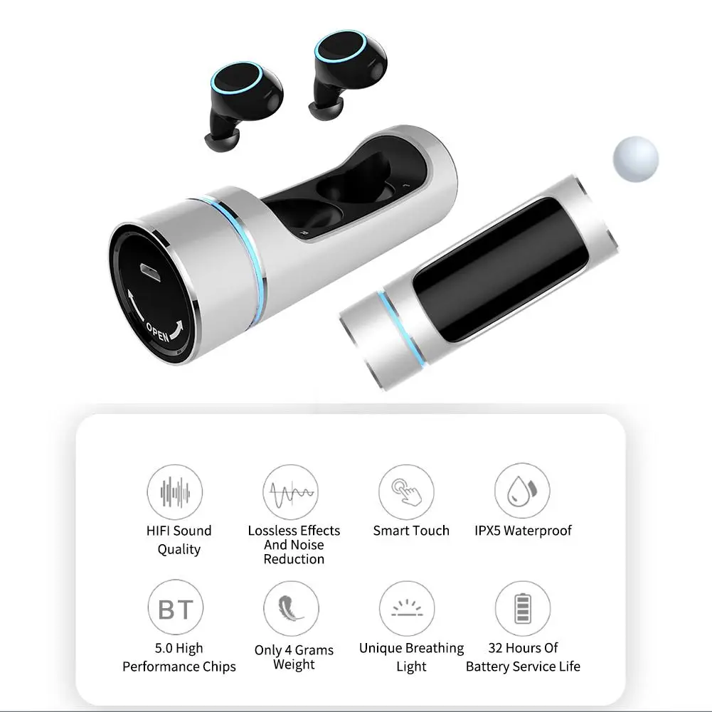 Беспроводные Bluetooth наушники, стерео наушники-вкладыши, бинауральные, высокое качество звука, портативные, шумоподавление, водонепроницаемые, TWS Small