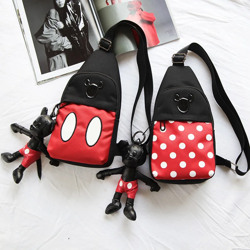 Дисней Микки Минни пеленки мешок детей мини сумка мальчик девочка мультфильм кукла-сумка на плечо сумка для путешествий хранения нагрудный мешок