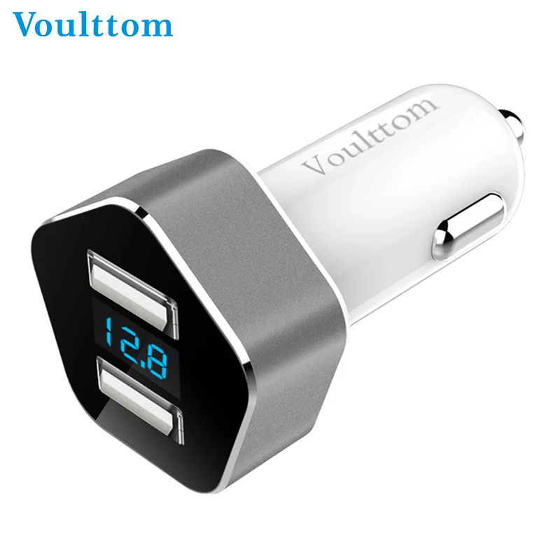

Voulttom Dual USB Car Charger LED Display Voltage Current Detection Monitor Quick Charge 5V 2.4A For Mobile Phone Travel Adapter