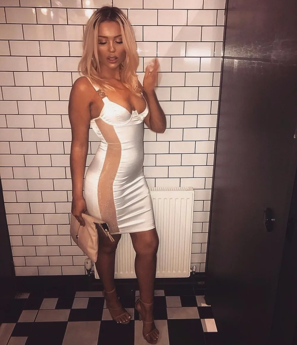Для женщин пикантные V шеи сетки черный, белый цвет Bodycon Вечерние Платье Lades Элегантные Очаровательные хлопковые мини вечерние платье