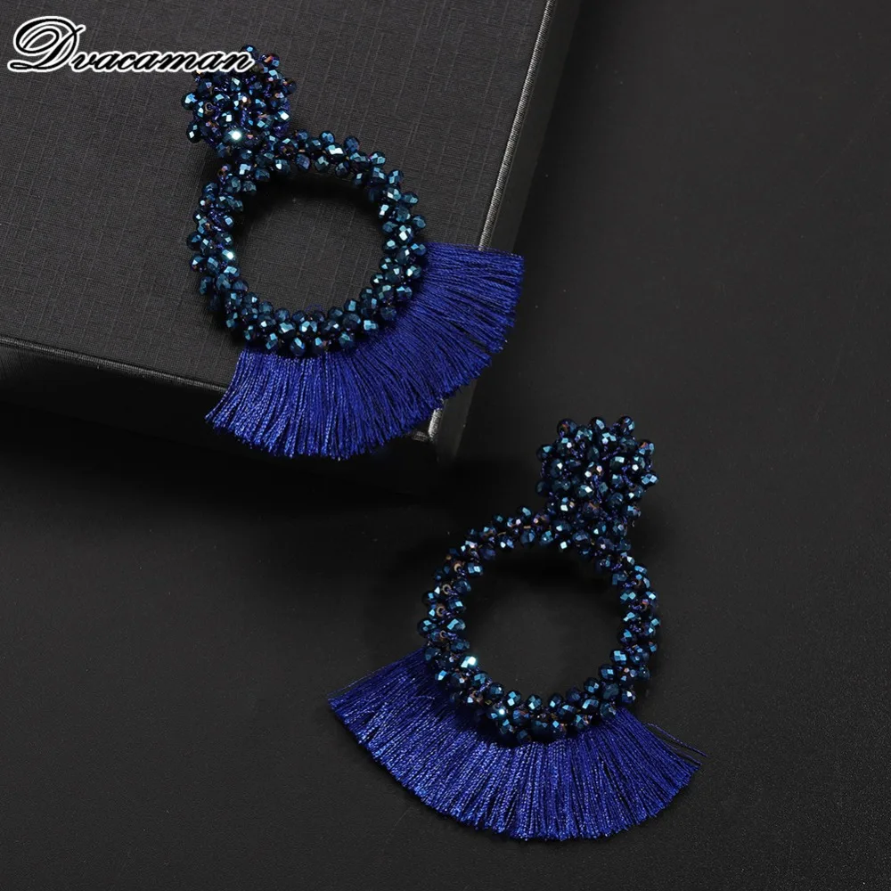 Dvacaman Boho дизайнерские длинные висячие серьги с кисточками для женщин модные полимерные массивные серьги этнические, праздничные ювелирные изделия в подарок