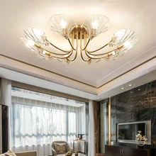 Современные роскошные Медь оболочки люстры Освещение в помещении для Спальня лампа современный светодиодный светильник жизни Обеденная 6/8/10/15 светильник s