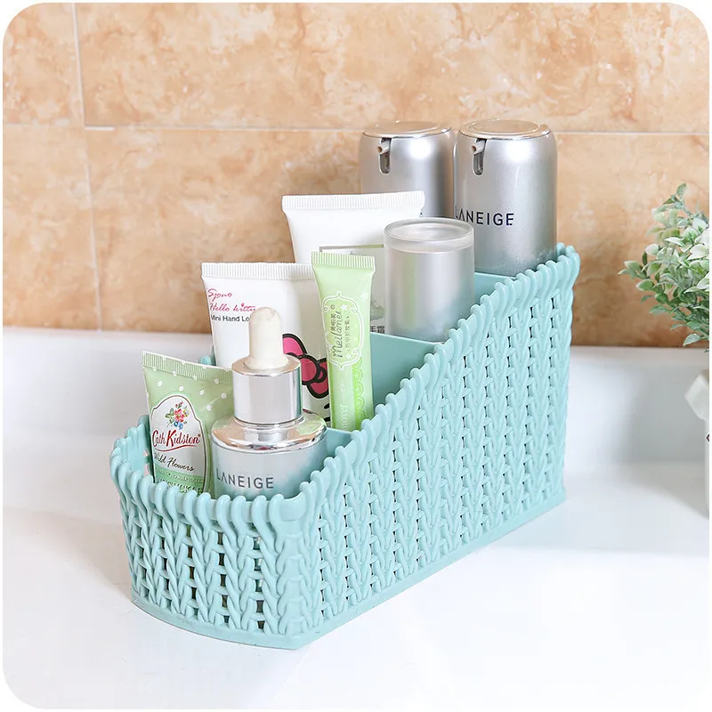 Имитация плетеная корзина для хранения пластиковые корзины для хранения ванная комната косметический макияж Органайзер Ювелирная корзина для хранения мелочей