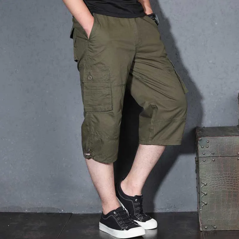 Мужские летние Карго короткие штаны 3/4 длина Прямые Свободные мешковатые короткие бордшорты мужская одежда хип-хоп короткие размера плюс S-5XL