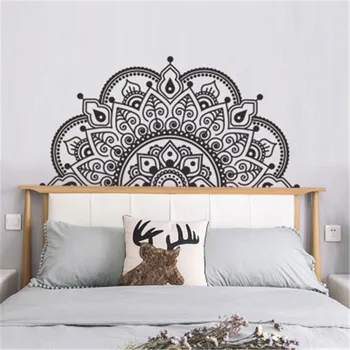 

Mandala in Half Wall Sticker Meditation Yoga Wall Art Living Room Boho Mandala Flower Wall Decal Headboard Bedroom Decoration