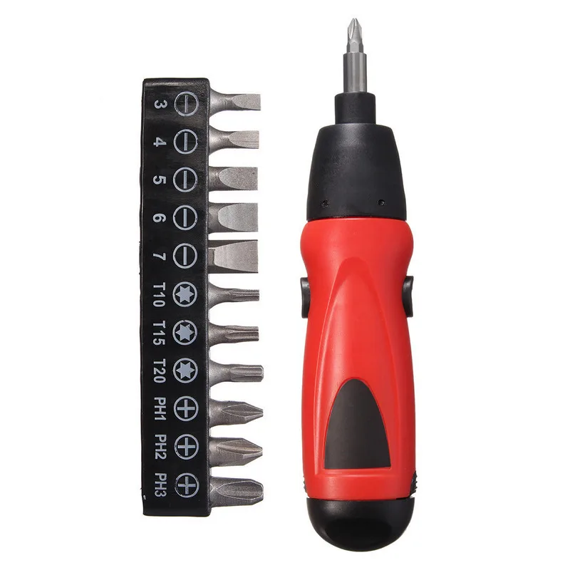 6V Electric Battery Powered Cordless Screwdriver Drill Bit Tool with 11 Screws