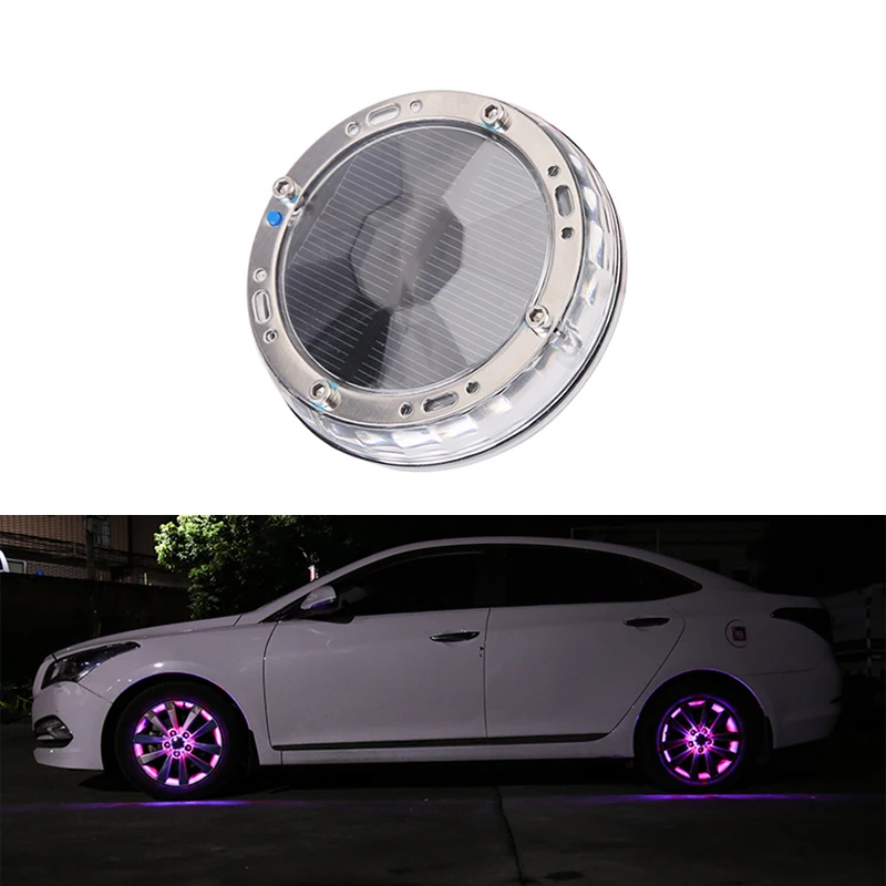 

4pcs/set RGB Wireless Car LED Wheel Decorative Light Energy Flash Wheel Tire Light Lamp Withe Control Solar LED Colorful
