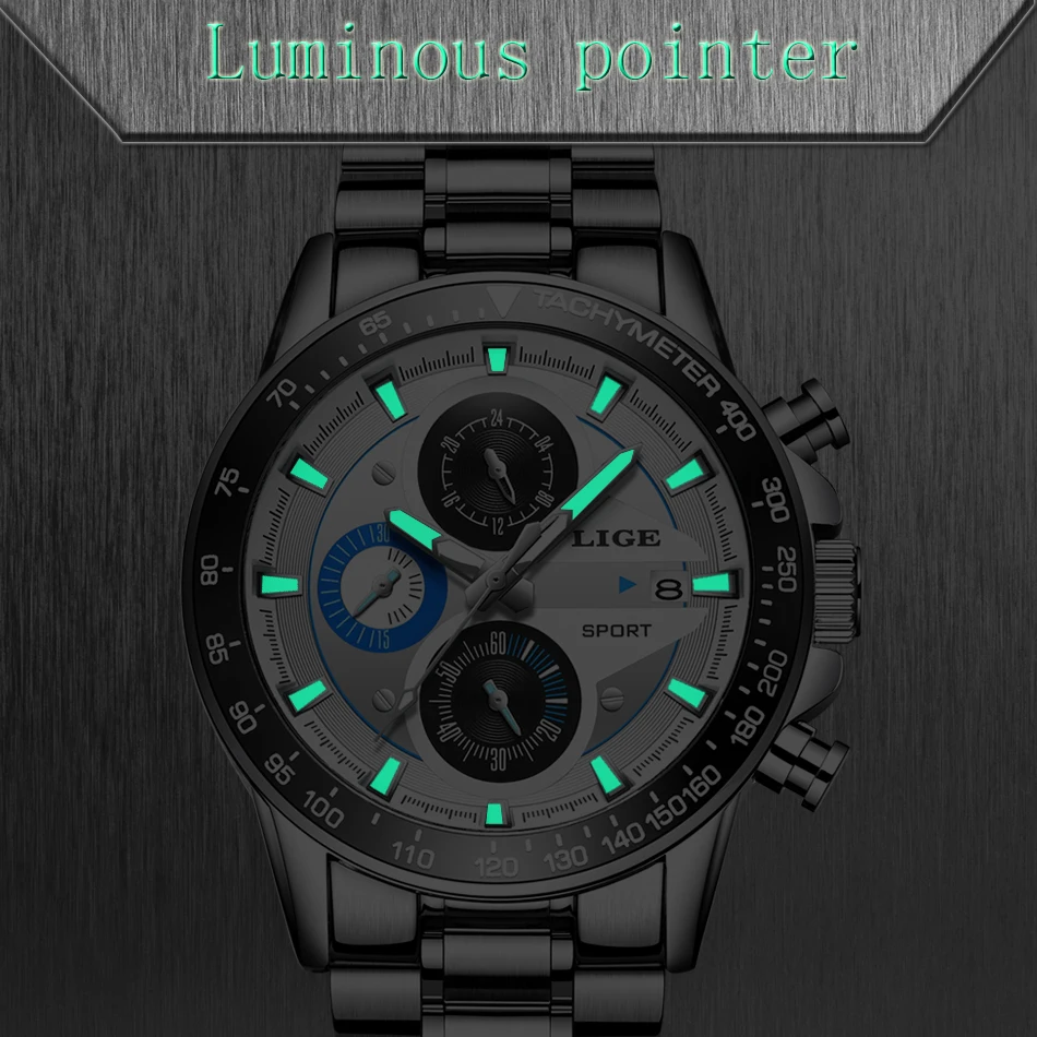 LIGE Для мужчин Спорт Кварцевые часы Для мужчин лучший бренд класса люкс Повседневное военные часы хронограф часы мужской моды Relogio Masculino Дата
