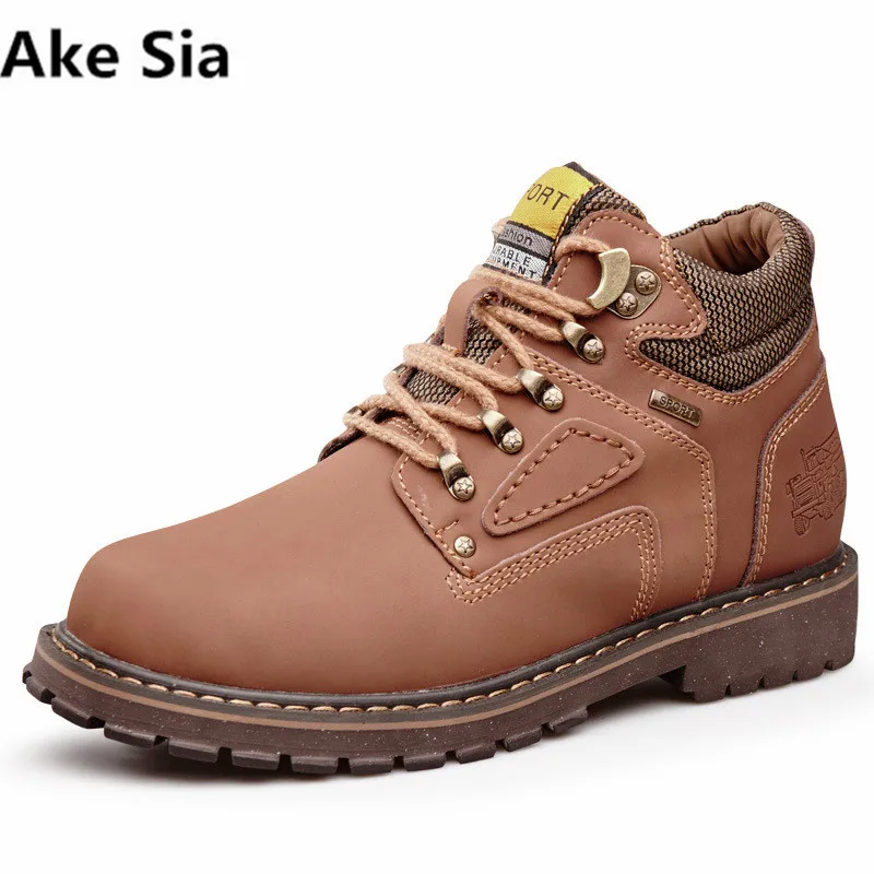 

Ake Sia Brand Super Warm Men's Winter Leather Men Waterproof Rubber Snow Boots Leisure Boots England Retro Shoes Size 39-47