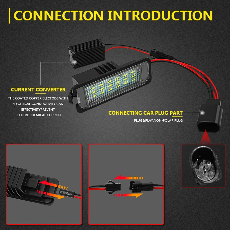 2x Светодиодный светильник для номерного знака автомобиля, белый номерной знак для VW Golf Polo Passat CC Phaeton Skoda Superb Seat Altea XL Ibiza Leon
