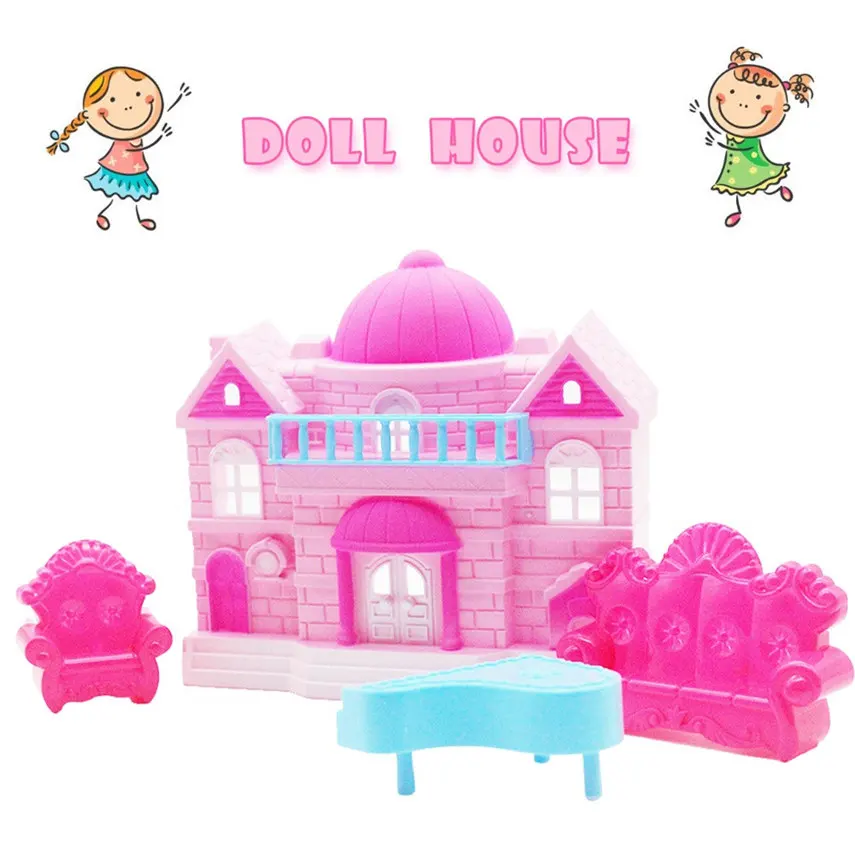 Большой игрушечный замок для куклы принцессы, большой семейный дом, кукла-сюрприз, подарки для детей,, juguete X - Цвет: random