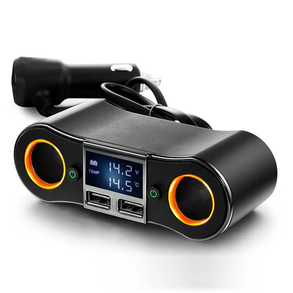 Универсальный 12-24 В 3.1A 80 Вт автомобильный два прикуривателя Разветвитель штекер светодиодный двухпортовый Переходник USB для зарядки в машине для телефона MP3