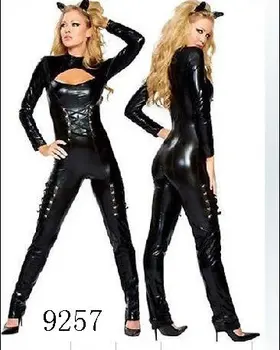 

sexy lingerie Fancy Dress PVC cat woman party costume black Dance Wear AM9257 S--XL