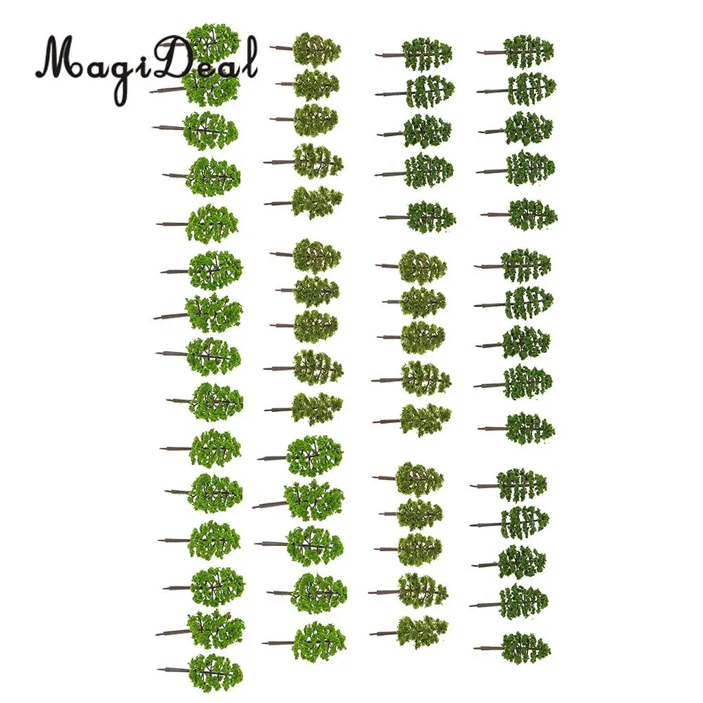 MagiDeal Simulation 60Pcs 1/150 Scale Model Trees Layout Train Railway Diorama Landscape Scenery for House Garden Park Decor