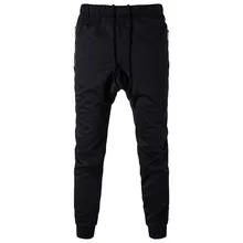 Новинка года поступление штаны-шаровары Для мужчин осень эластичный пояс бегунов Брюки для девочек дизайнер середины талии Повседневное Для мужчин Треники мужской Мотобрюки