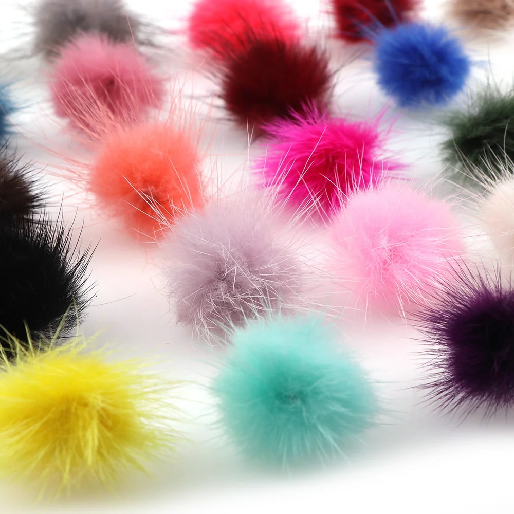 

10Pcs 23 Colors 2.5~3cm Mink Pompoms Fur Balls For Sewing On Knitted Keychain Scarf Shoes Hats Fur DIY Crafts Hair Accessories