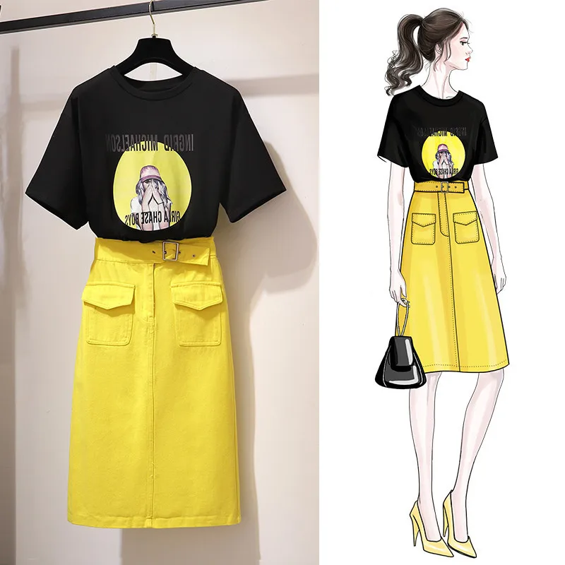 

Women Two Piece Set Fashion Casual Top+Skirt Shorts Spring Summer Elastic Waist Female Suit Office Lady Elegant Short Sleeve Set