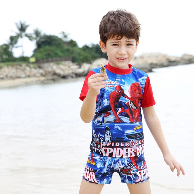 Buy Kids Cartoon Two pieces Swimwear Boy Spider Man