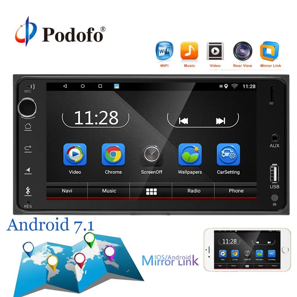 

Podofo 2Din Android 7.1 Car Multimedia Player 7'' Touch Screen Car Radio Audio Bluetooth MP5/GPS/WIFI/FM/Mirror Link for Toyota