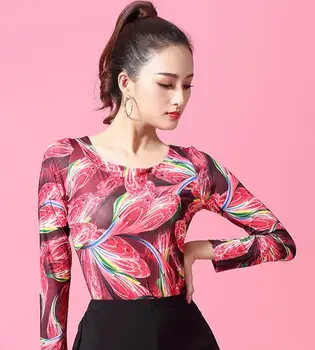 

2019 new Sexy long Sleeve Dance Clothes Women Latin Salsa Rumba Chacha Dance Performance Practice Costume YT0204