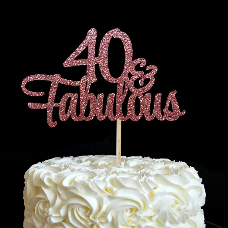 40& Сказочный торт Топпер 40-ой День Рождения Декор много цветов блеск выбирает украшения принадлежности для тортов - Цвет: Pink Glitter
