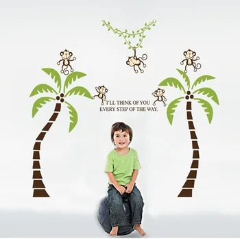 

LARGE SIZE 5 Monkey Tree #6 Wall Art Stickers Kids Nursery Vinyl Decals DIY