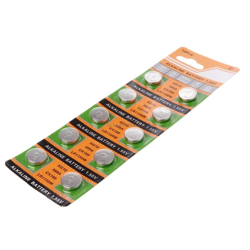 10PCS Button Coin Cell Battery AG10 1.5V Watch Batteries SR54 389 189 LR1130 SR1130 Toys Control Remote