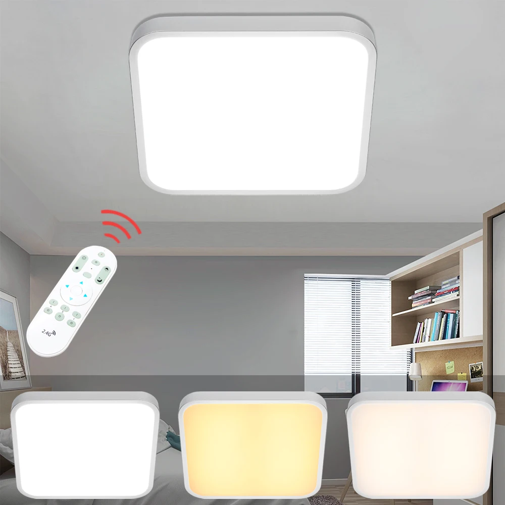 

Square 24W LED Ceiling Light Modern Ceiling Dimmable Indoor Lighting LED Home Decor Lamp Living Room Bedroom Remote Control