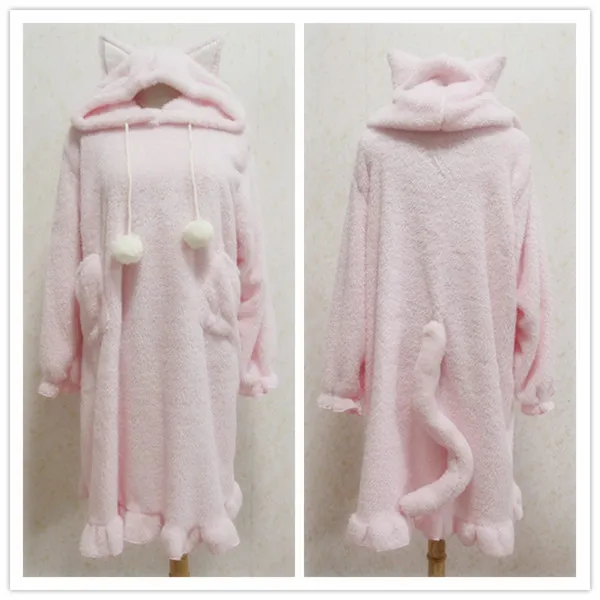 Youth-Song Sweet Lolita Woolen Cape Ears Hooded Cute Princess Fleece Girls Coats Kawaii Women Overcoat