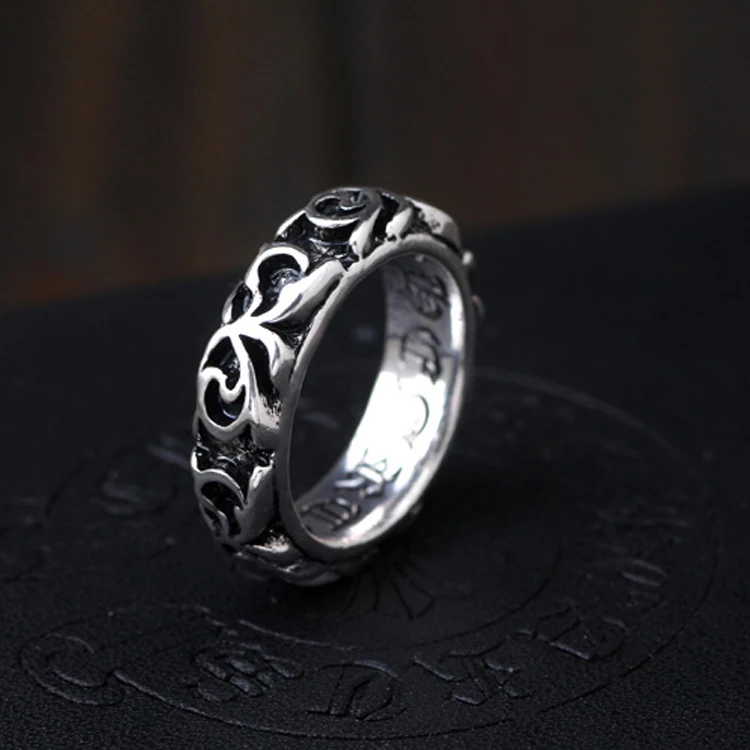 

uropean and American Punk Gothic Rock and Rome Heart Text Found Men's Ring Personality Fashion