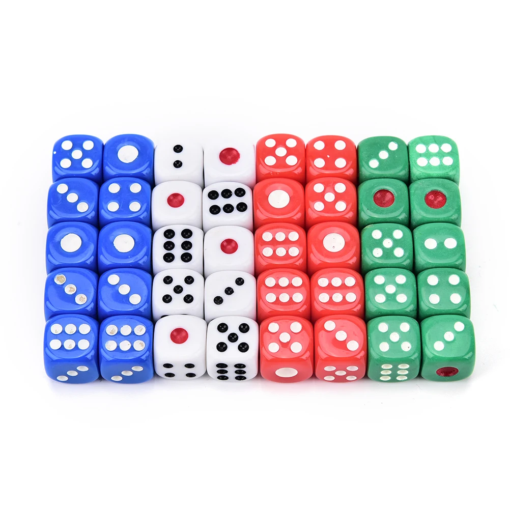 

10 PCS 12*12*12mm Portable Table Games Dice Multicolor Acrylic transaprent d6 dice,6 sided gambling small dice for Playing Game