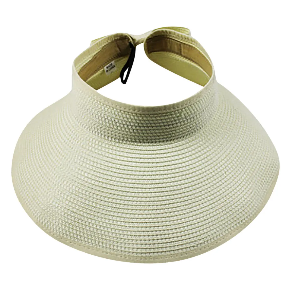 Простая летняя пляжная шляпа для родителей и детей, Женская Повседневная Панама, женская брендовая шляпа, плоский бант края, соломенная кепка, шляпа от солнца#3 - Цвет: Бежевый
